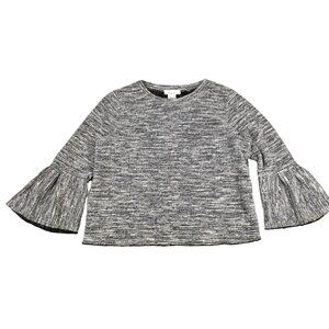 Urban Romantics Women's Knit Top Bell Sleeve Black White Fleck size Small JH972